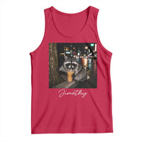 Jimothy Raccoon Drinking Iced Coffee Night City Aesthetic Tank Top