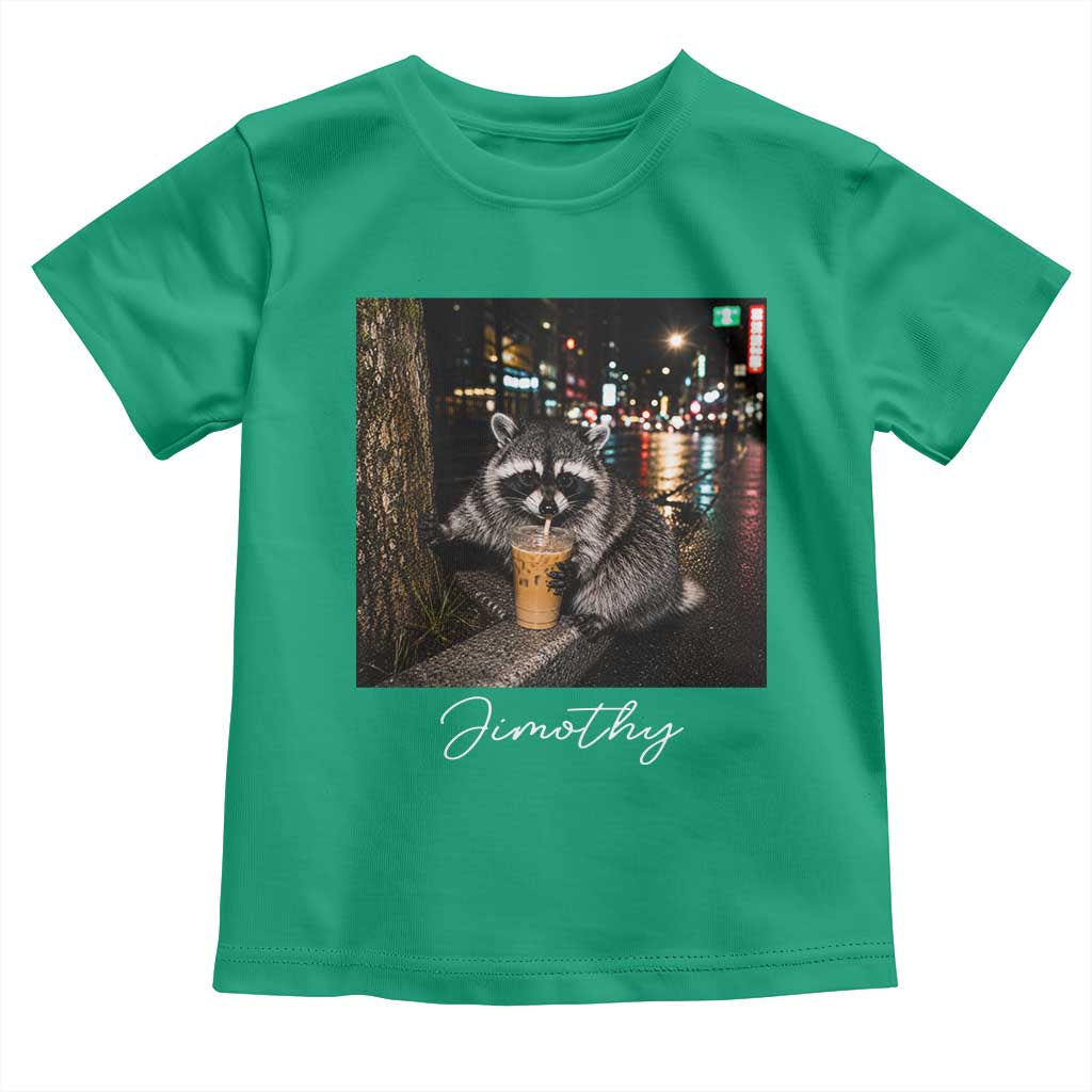 Jimothy Raccoon Drinking Iced Coffee Night City Aesthetic Toddler T Shirt