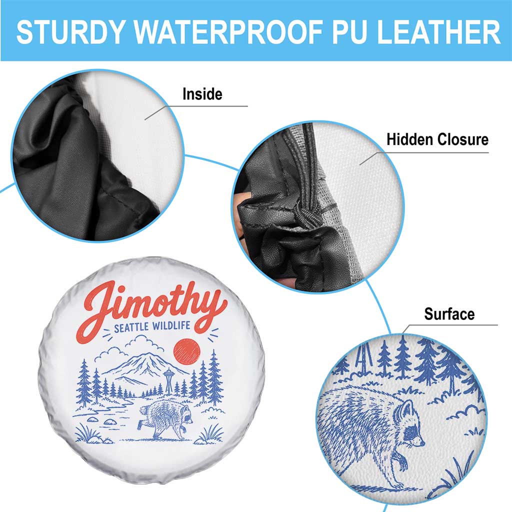 Jimothy Seattle Raccoon Spare Tire Cover Vintage Graphic Viral Short Spine Trash Panda Wildlife
