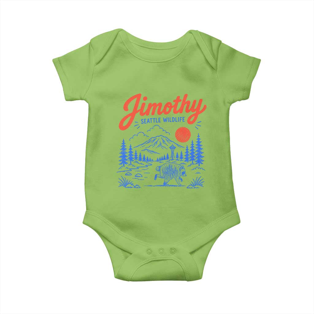 Jimothy Seattle Raccoon Baby Onesie Vintage Graphic Viral Short Spine Trash Panda Wildlife