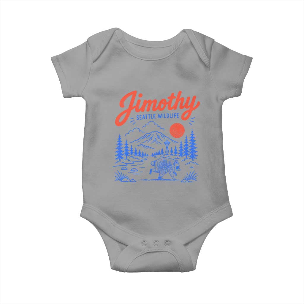 Jimothy Seattle Raccoon Baby Onesie Vintage Graphic Viral Short Spine Trash Panda Wildlife