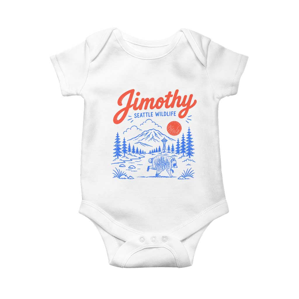 Jimothy Seattle Raccoon Baby Onesie Vintage Graphic Viral Short Spine Trash Panda Wildlife
