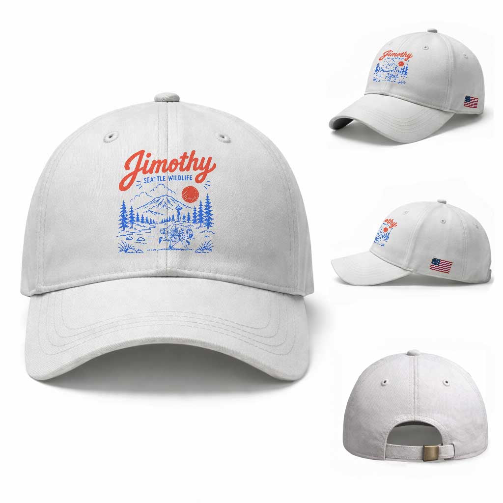 Jimothy Seattle Raccoon Baseball Cap Vintage Graphic Viral Short Spine Trash Panda Wildlife