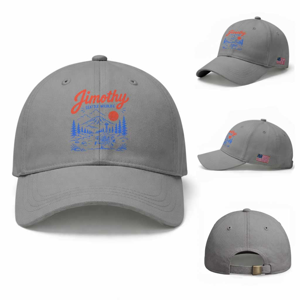 Jimothy Seattle Raccoon Baseball Cap Vintage Graphic Viral Short Spine Trash Panda Wildlife