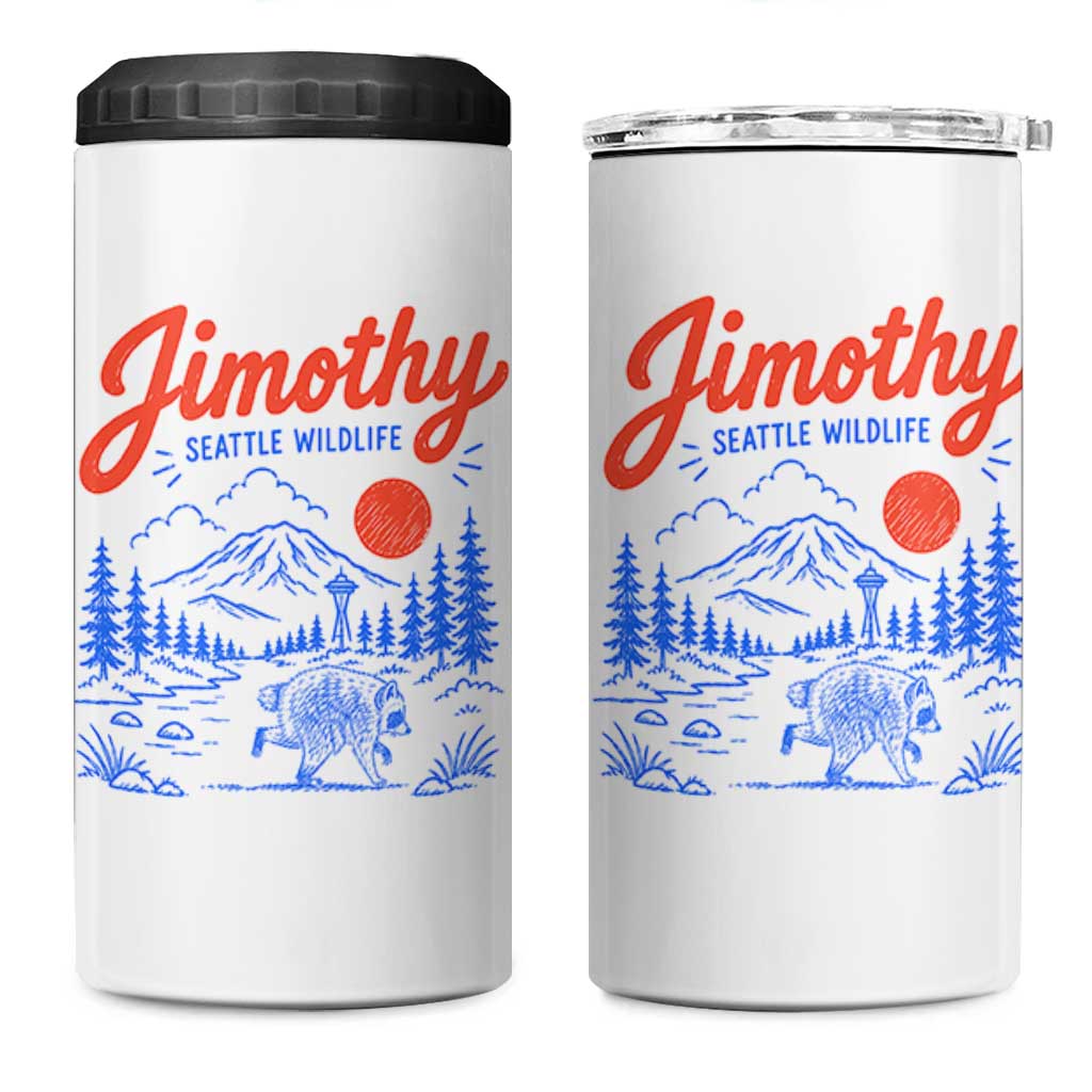 Jimothy Seattle Raccoon 4 in 1 Can Cooler Tumbler Vintage Graphic Viral Short Spine Trash Panda Wildlife