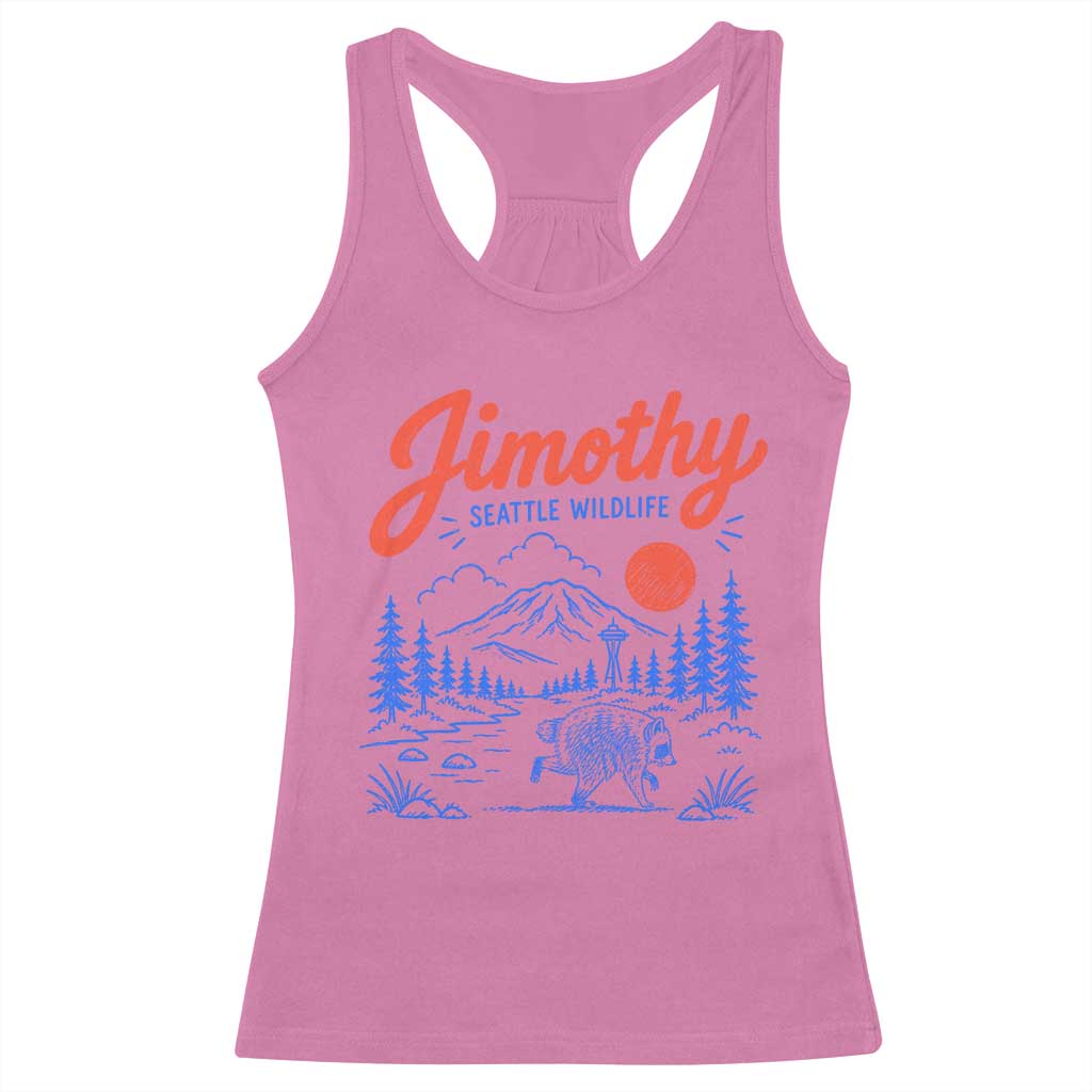 Jimothy Seattle Raccoon Racerback Tank Top Vintage Graphic Viral Short Spine Trash Panda Wildlife