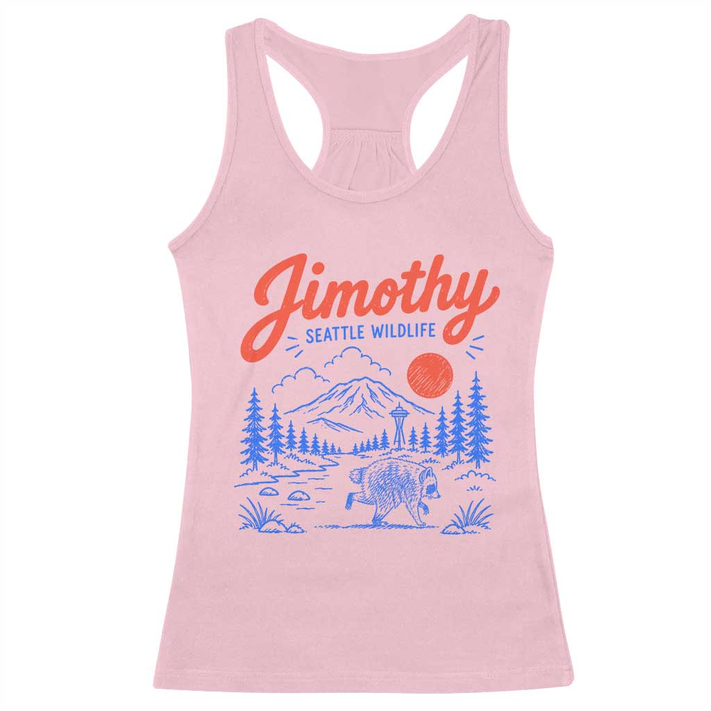 Jimothy Seattle Raccoon Racerback Tank Top Vintage Graphic Viral Short Spine Trash Panda Wildlife