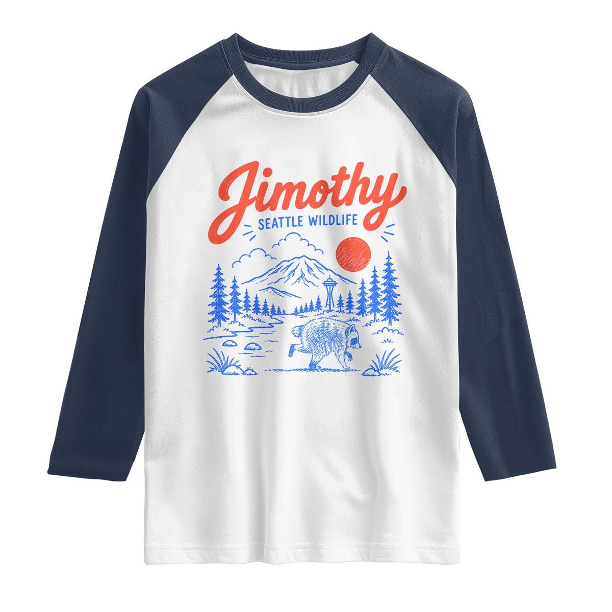Jimothy Seattle Raccoon Raglan Shirt Vintage Graphic Viral Short Spine Trash Panda Wildlife
