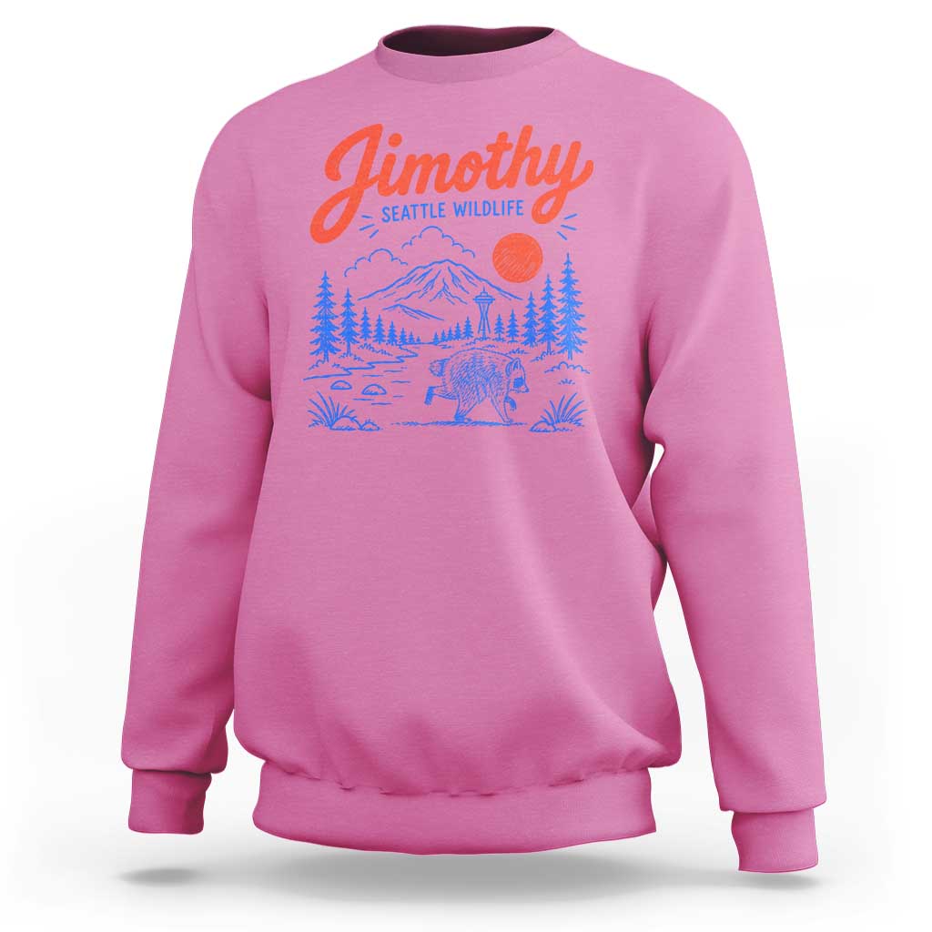 Jimothy Seattle Raccoon Sweatshirt Vintage Graphic Viral Short Spine Trash Panda Wildlife