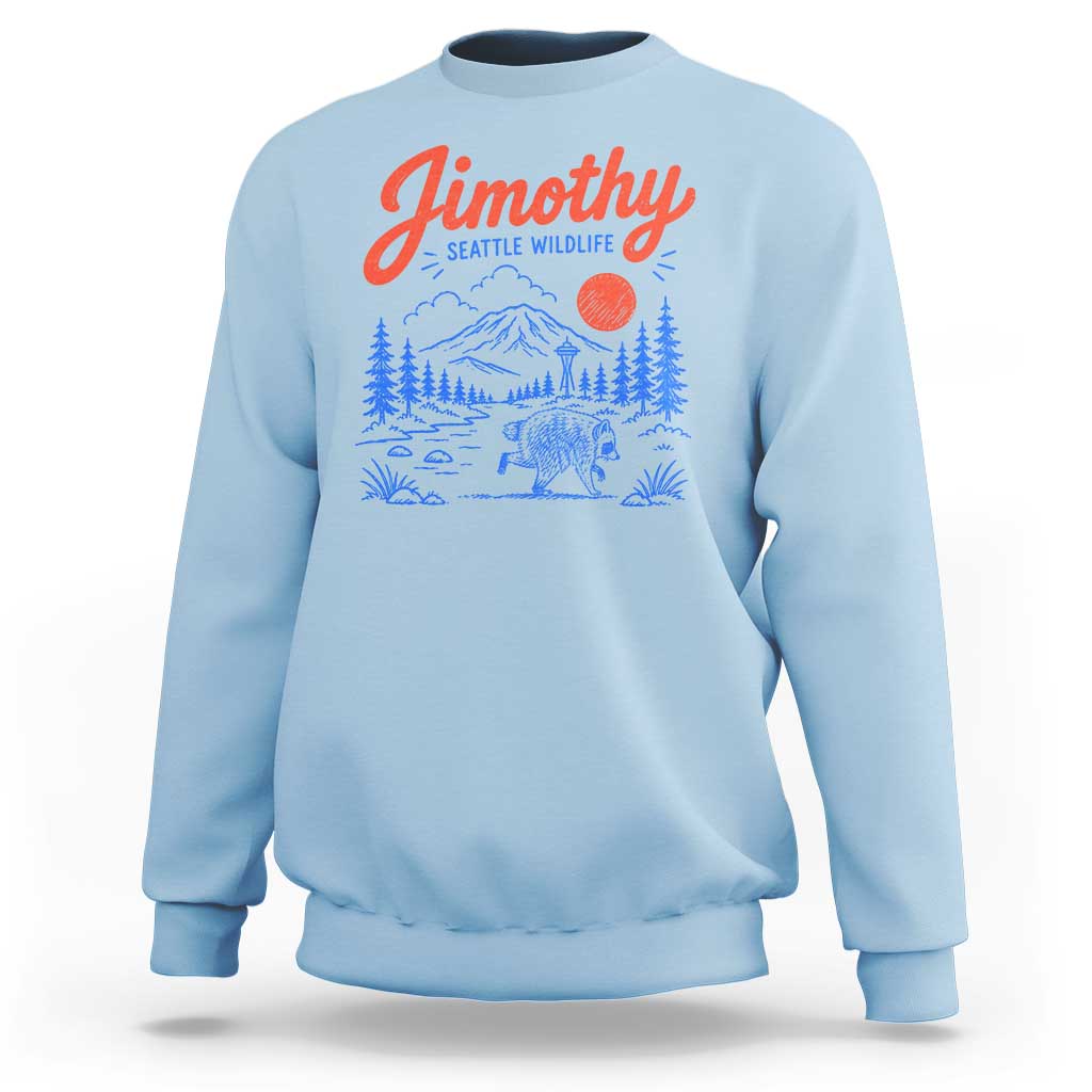 Jimothy Seattle Raccoon Sweatshirt Vintage Graphic Viral Short Spine Trash Panda Wildlife