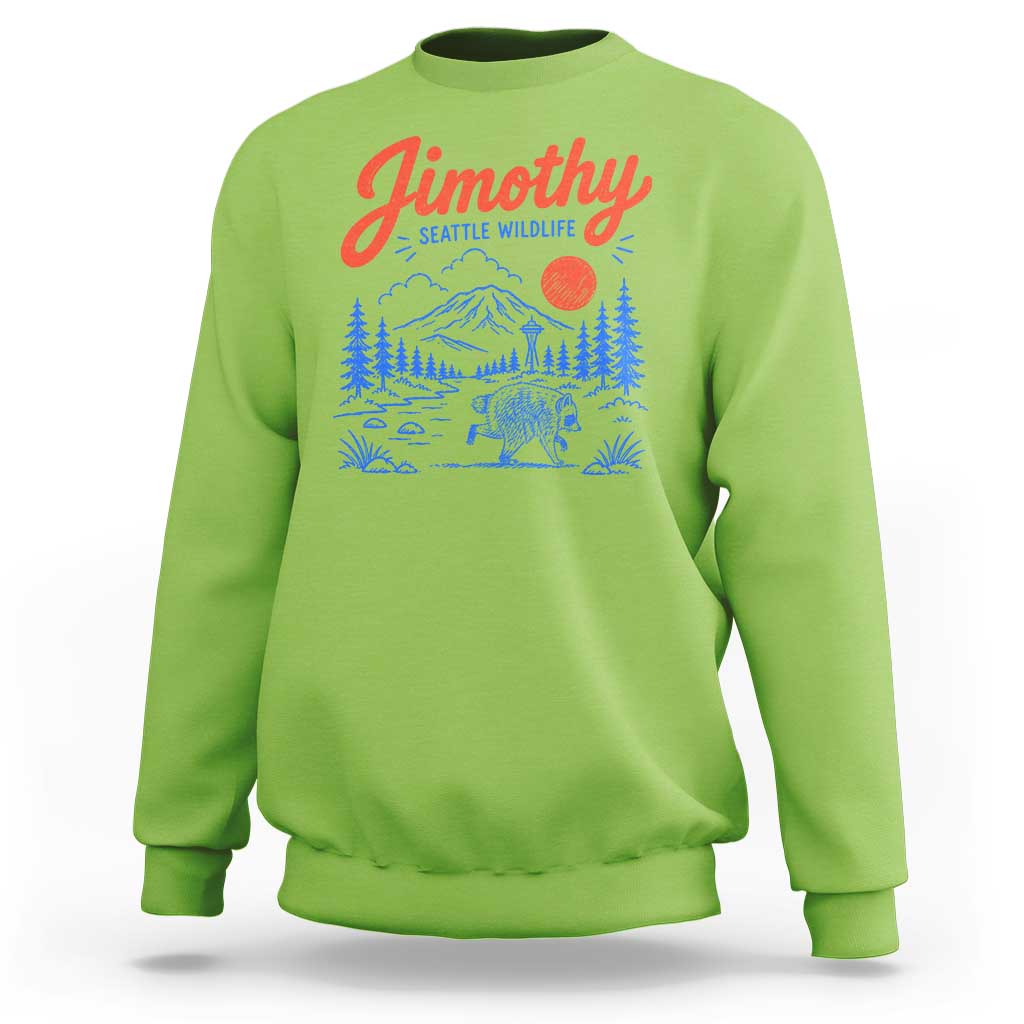 Jimothy Seattle Raccoon Sweatshirt Vintage Graphic Viral Short Spine Trash Panda Wildlife
