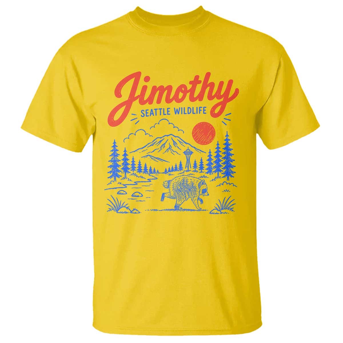 Jimothy Seattle Raccoon T Shirt Vintage Graphic Viral Short Spine Trash Panda Wildlife