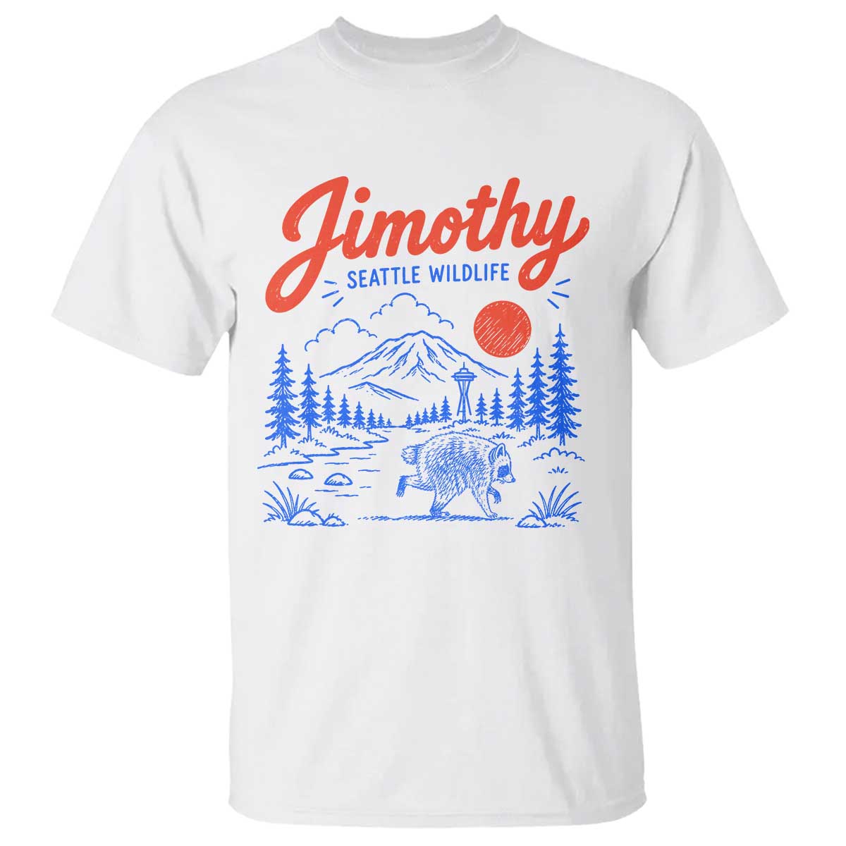 Jimothy Seattle Raccoon T Shirt Vintage Graphic Viral Short Spine Trash Panda Wildlife