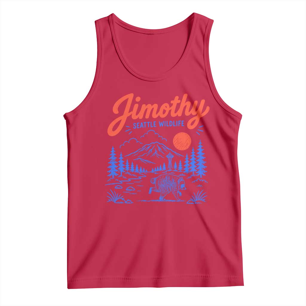 Jimothy Seattle Raccoon Tank Top Vintage Graphic Viral Short Spine Trash Panda Wildlife