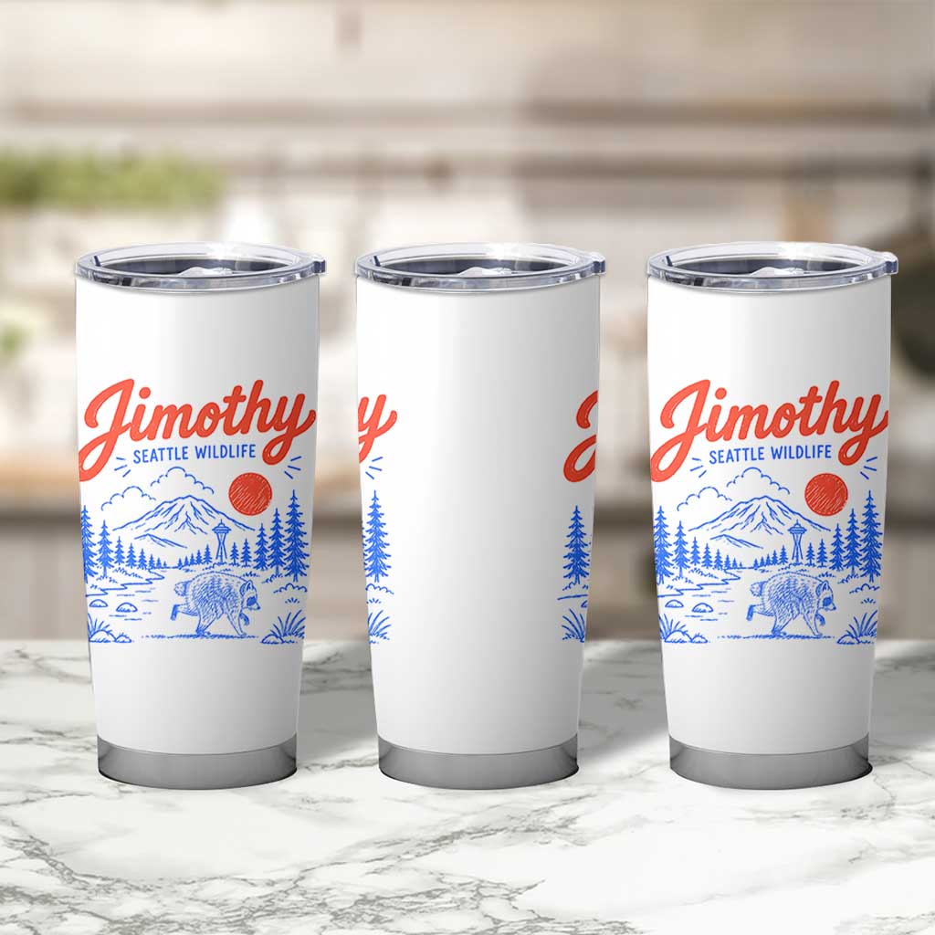 Jimothy Seattle Raccoon Tumbler Cup Vintage Graphic Viral Short Spine Trash Panda Wildlife