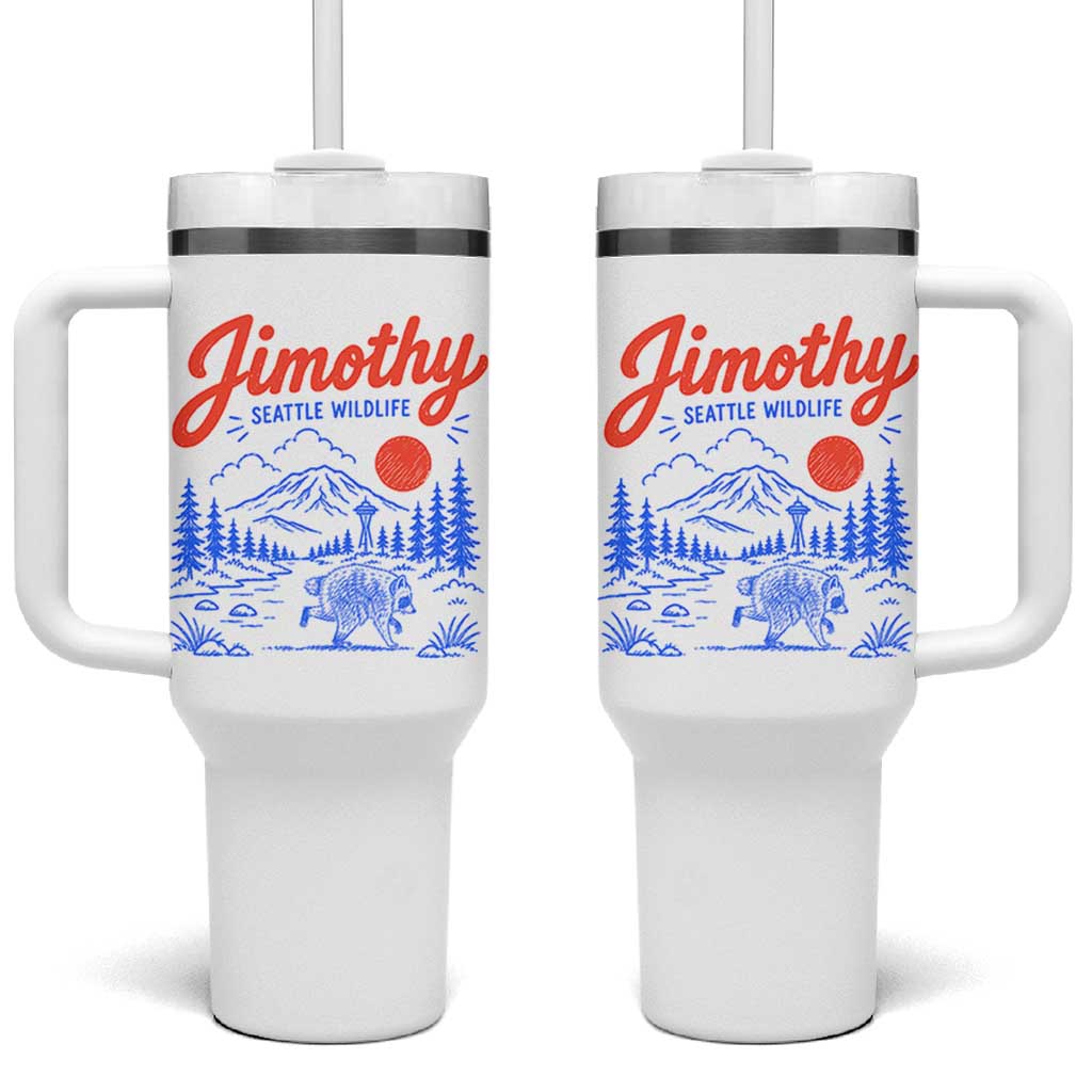 Jimothy Seattle Raccoon Tumbler With Handle Vintage Graphic Viral Short Spine Trash Panda Wildlife