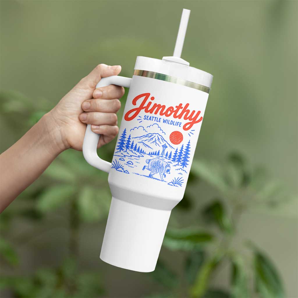 Jimothy Seattle Raccoon Tumbler With Handle Vintage Graphic Viral Short Spine Trash Panda Wildlife
