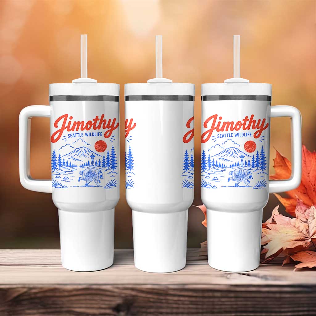 Jimothy Seattle Raccoon Tumbler With Handle Vintage Graphic Viral Short Spine Trash Panda Wildlife