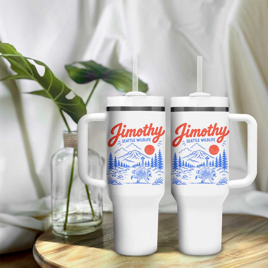 Jimothy Seattle Raccoon Tumbler With Handle Vintage Graphic Viral Short Spine Trash Panda Wildlife