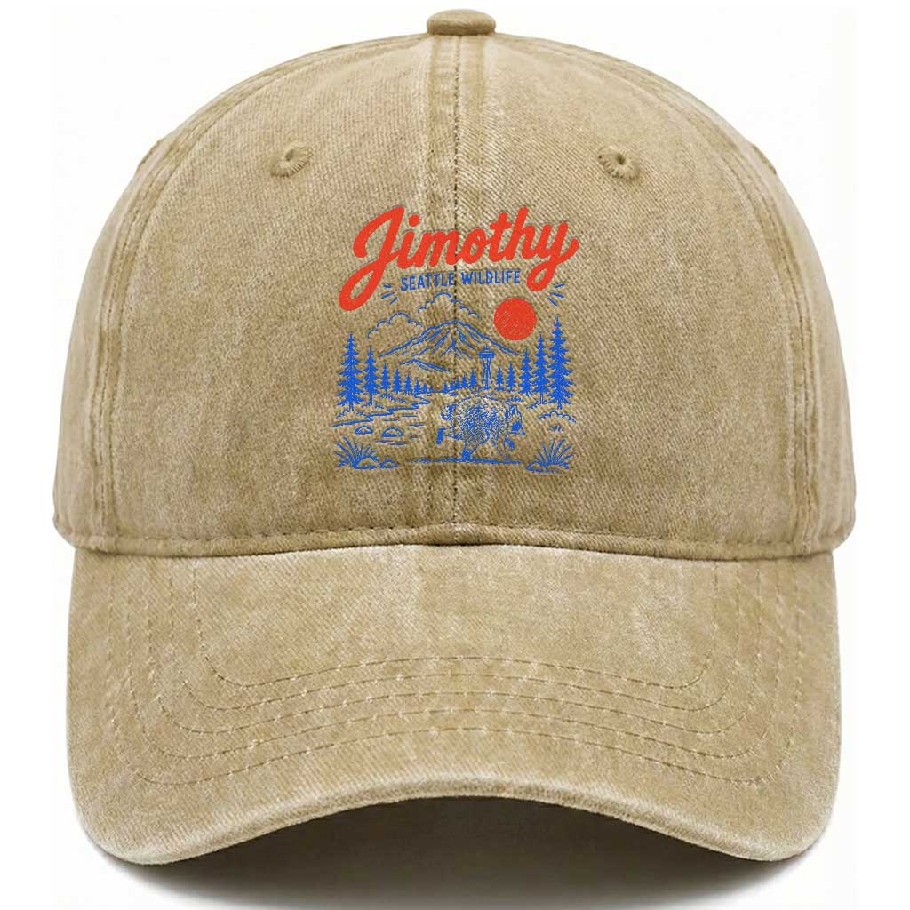 Jimothy Seattle Raccoon Washed Cotton Baseball Cap Vintage Graphic Viral Short Spine Trash Panda Wildlife