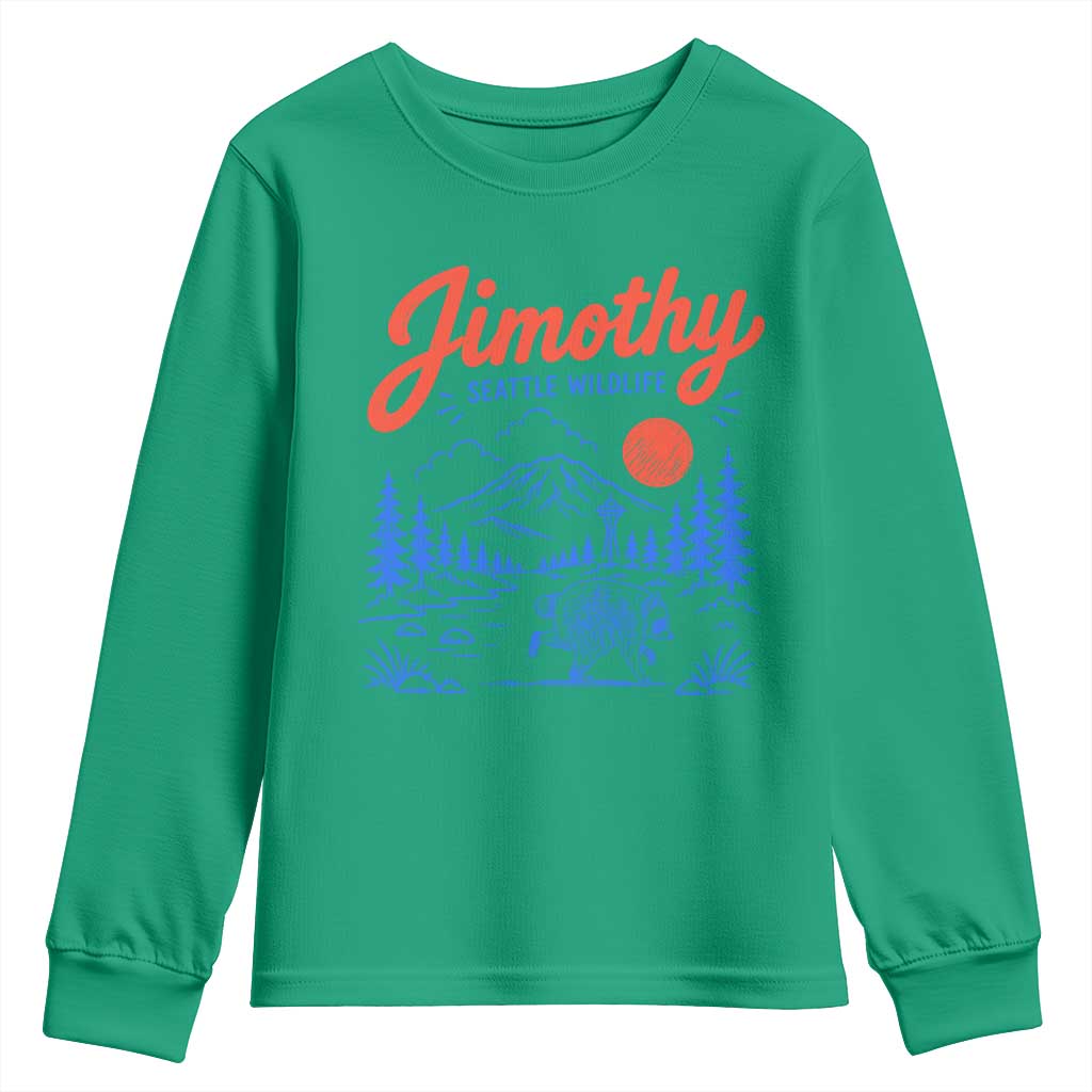 Jimothy Seattle Raccoon Youth Sweatshirt Vintage Graphic Viral Short Spine Trash Panda Wildlife