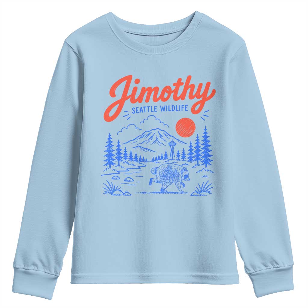 Jimothy Seattle Raccoon Youth Sweatshirt Vintage Graphic Viral Short Spine Trash Panda Wildlife