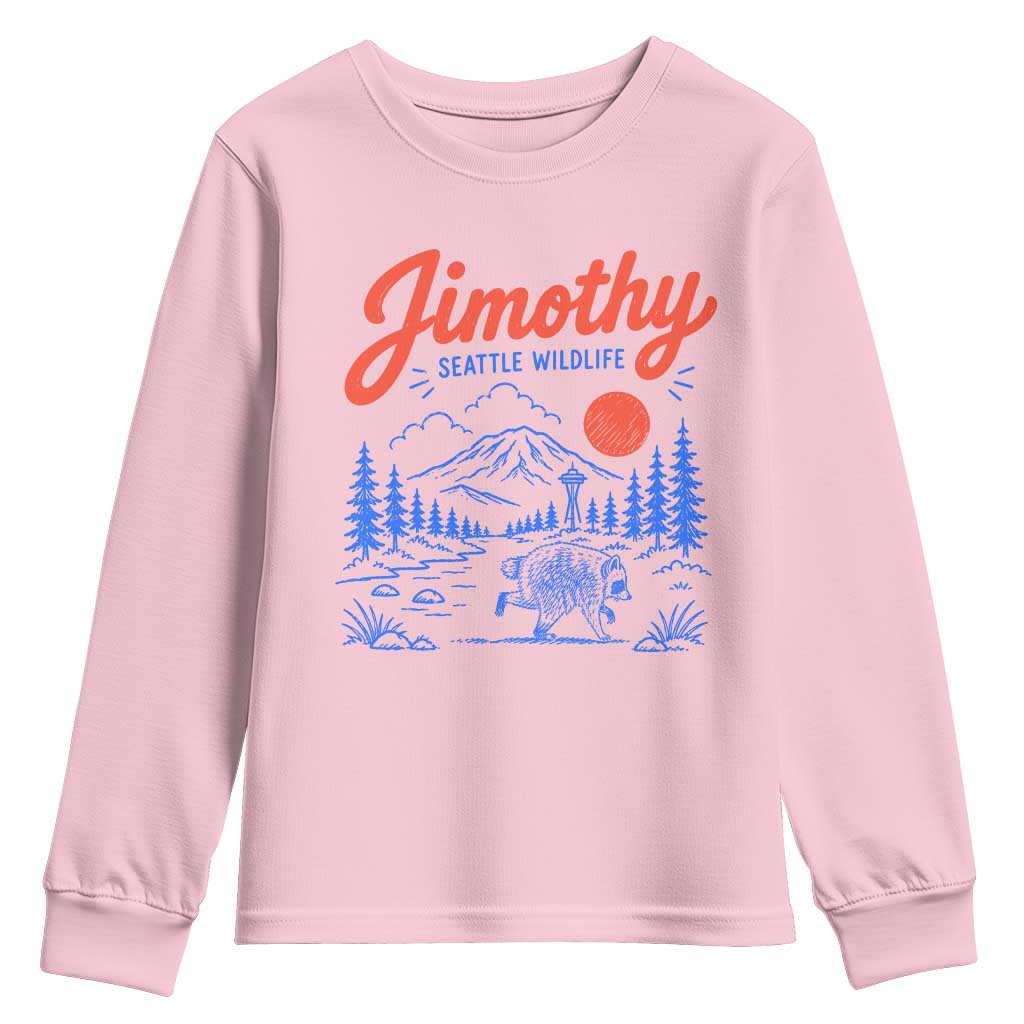 Jimothy Seattle Raccoon Youth Sweatshirt Vintage Graphic Viral Short Spine Trash Panda Wildlife