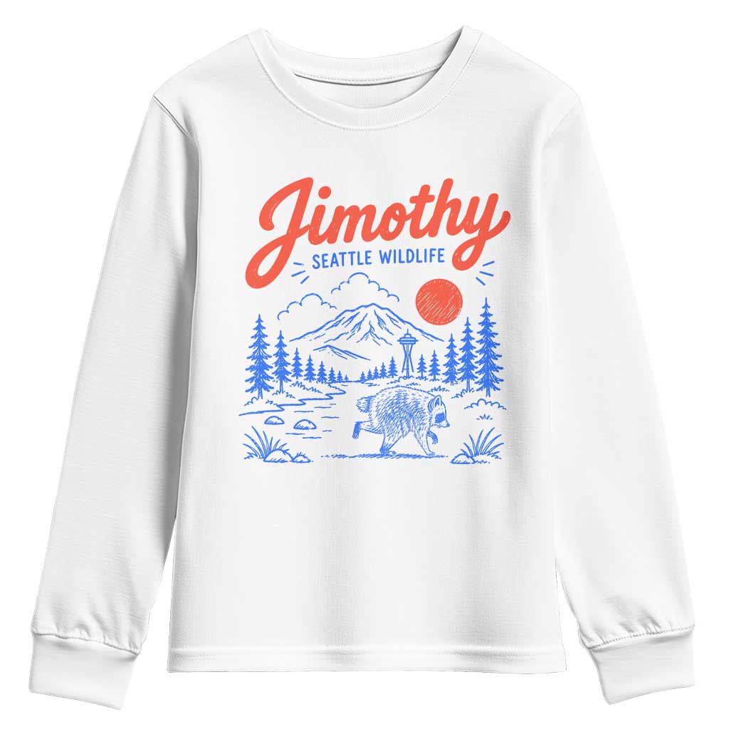 Jimothy Seattle Raccoon Youth Sweatshirt Vintage Graphic Viral Short Spine Trash Panda Wildlife