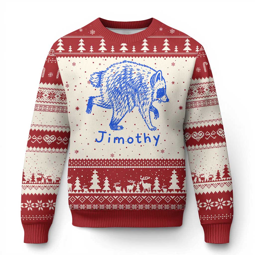 Jimothy Viral Raccoon Ugly Christmas Sweater Funny Trash Panda Wildlife