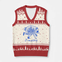 Jimothy Viral Raccoon V-Neck Knit Sweater Vest Funny Trash Panda Wildlife
