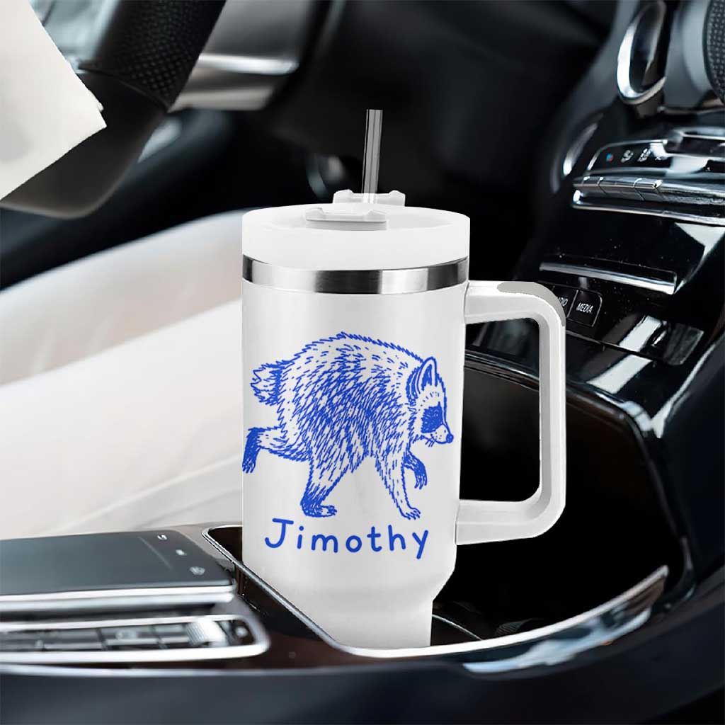 Jimothy Viral Raccoon Tumbler With Handle Funny Trash Panda Wildlife