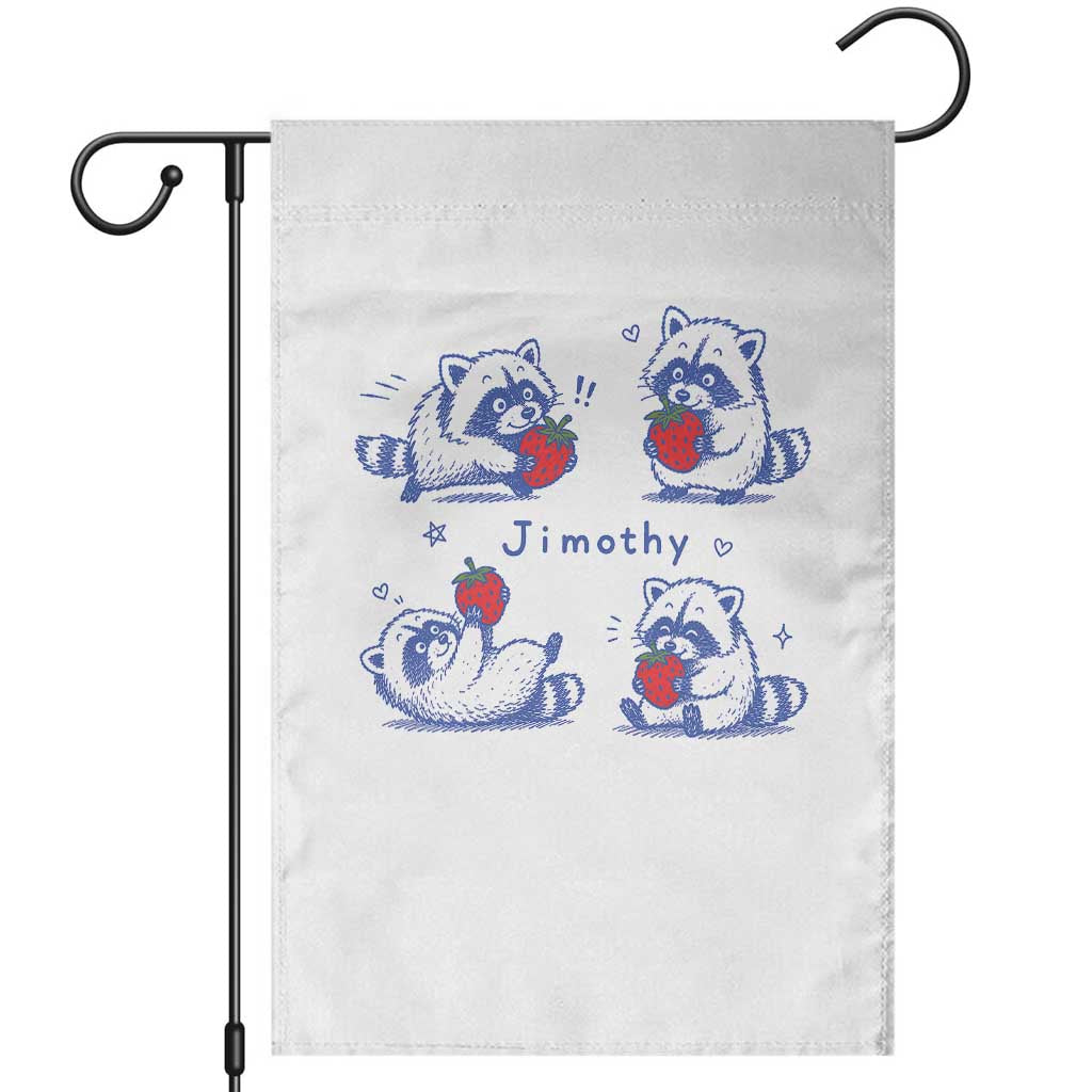 Funny Jimothy Viral Raccoon Garden Flag Cute Baby Trash Panda Strawberry