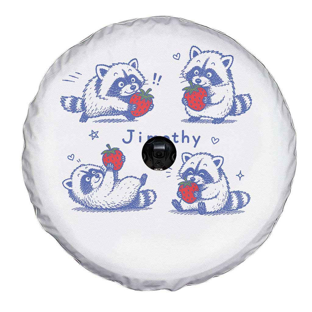 Funny Jimothy Viral Raccoon Spare Tire Cover Cute Baby Trash Panda Strawberry