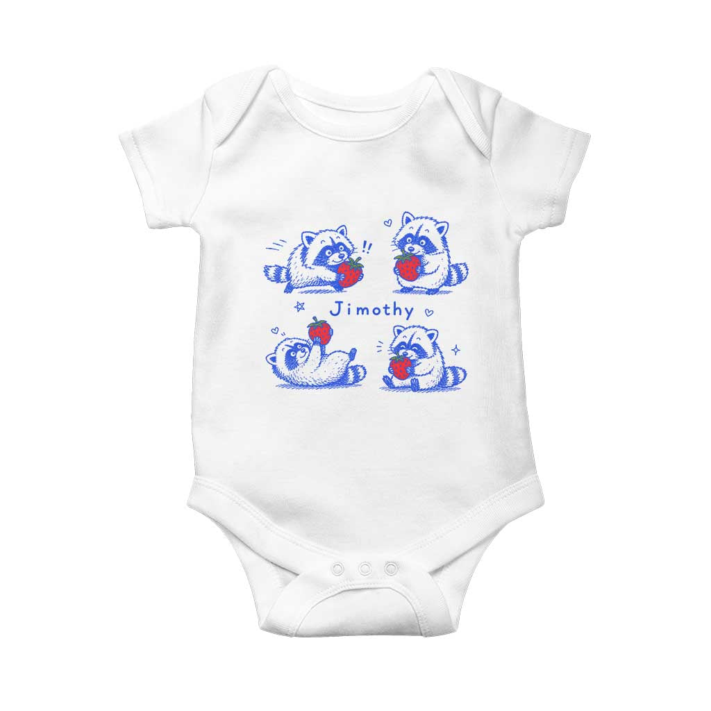 Funny Jimothy Viral Raccoon Baby Onesie Cute Baby Trash Panda Strawberry