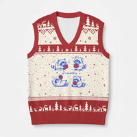 Funny Jimothy Viral Raccoon V-Neck Knit Sweater Vest Cute Baby Trash Panda Strawberry