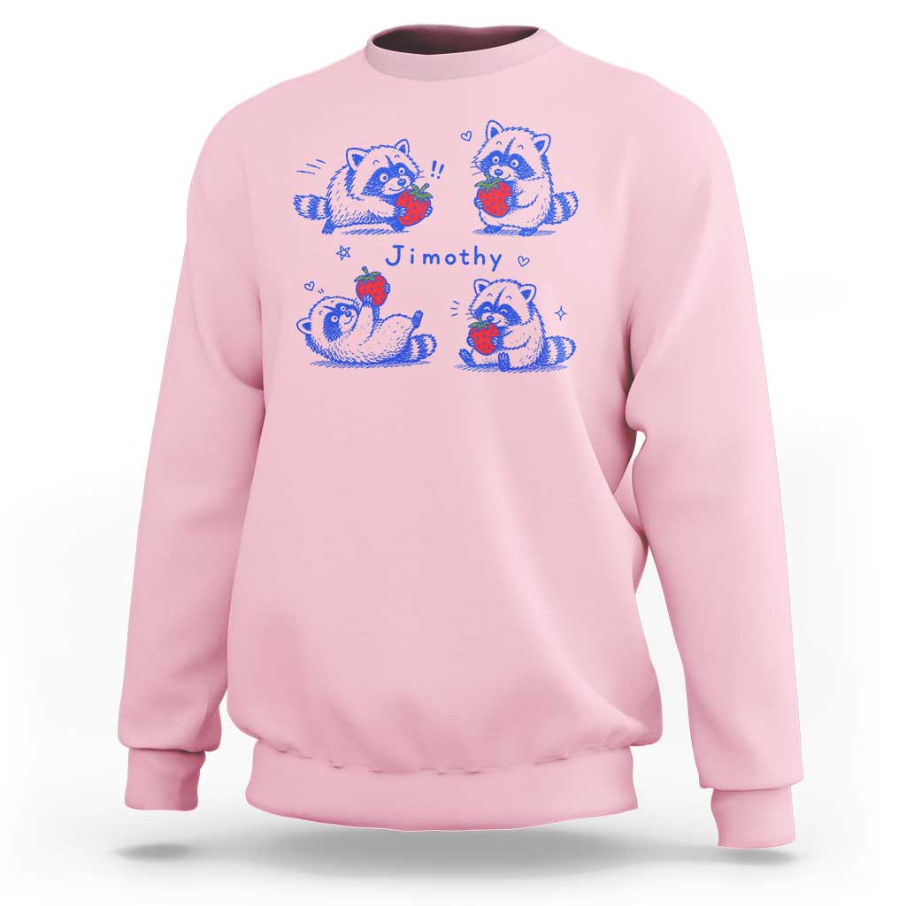 Funny Jimothy Viral Raccoon Sweatshirt Cute Baby Trash Panda Strawberry