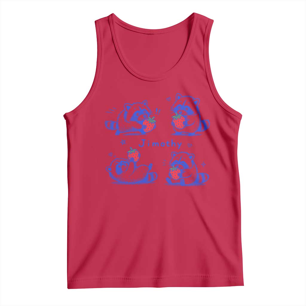 Funny Jimothy Viral Raccoon Tank Top Cute Baby Trash Panda Strawberry