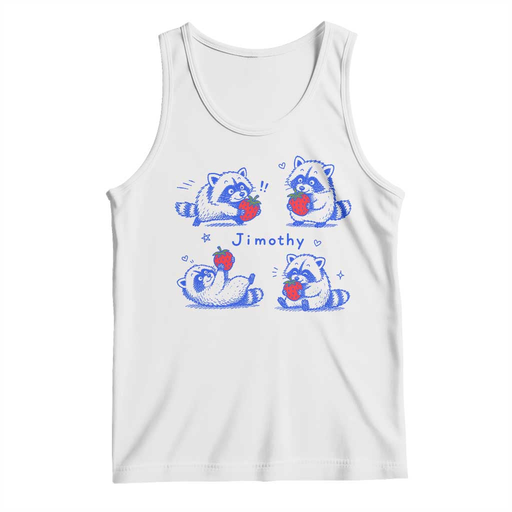 Funny Jimothy Viral Raccoon Tank Top Cute Baby Trash Panda Strawberry