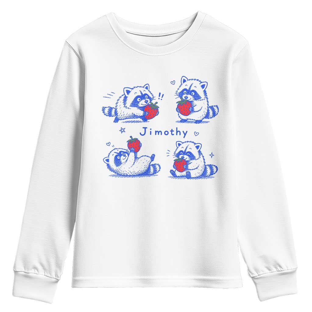 Funny Jimothy Viral Raccoon Youth Sweatshirt Cute Baby Trash Panda Strawberry