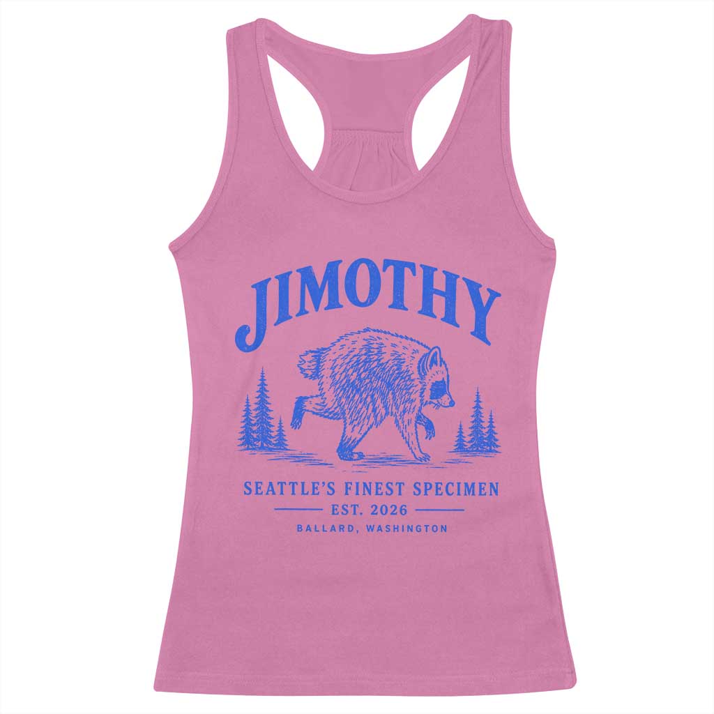 Jimothy Viral Raccoon From Seattle Racerback Tank Top Funny Trash Panda Wildlife Seattle Feral Legend