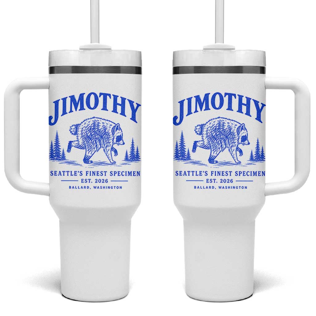 Jimothy Viral Raccoon From Seattle Tumbler With Handle Funny Trash Panda Wildlife Seattle Feral Legend