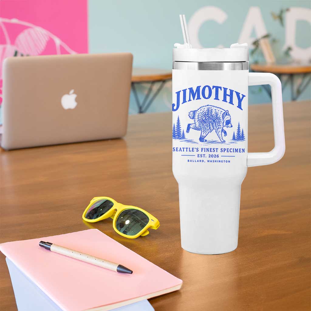 Jimothy Viral Raccoon From Seattle Tumbler With Handle Funny Trash Panda Wildlife Seattle Feral Legend