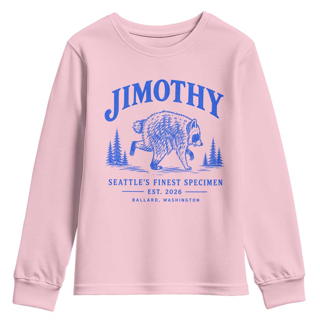 Jimothy Viral Raccoon From Seattle Youth Sweatshirt Funny Trash Panda Wildlife Seattle Feral Legend