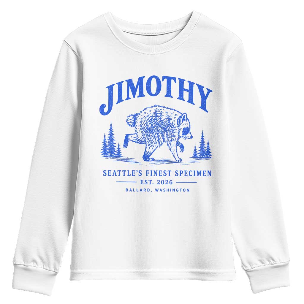 Jimothy Viral Raccoon From Seattle Youth Sweatshirt Funny Trash Panda Wildlife Seattle Feral Legend