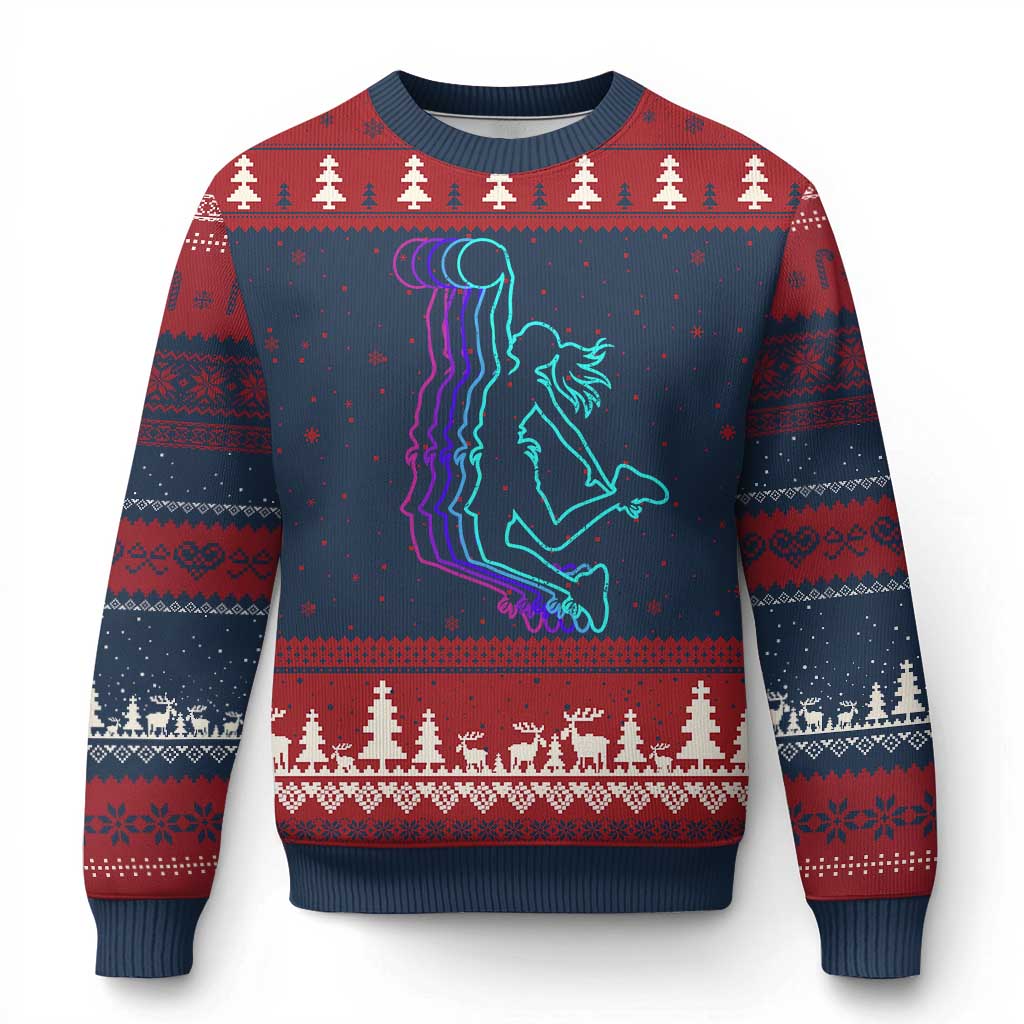 Basketball Girl Ugly Christmas Sweater Player Slam Dunk Teens Girls - Wonder Print Shop