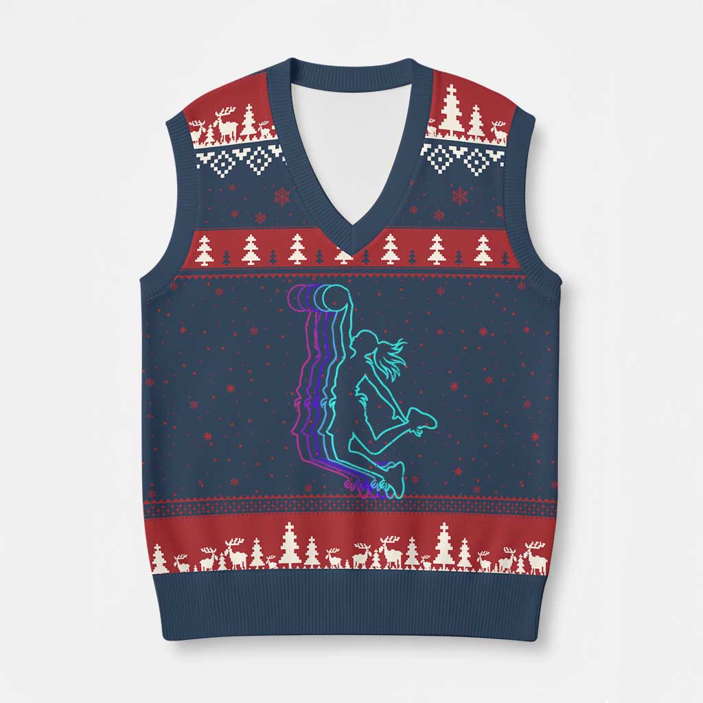 Basketball Girl V-Neck Knit Sweater Vest Player Slam Dunk Teens Girls - Wonder Print Shop