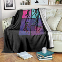 Basketball Girls Throw Blanket Retro Neon Girl Dunk Hoop Sports - Wonder Print Shop