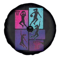 Basketball Girls Spare Tire Cover Retro Neon Girl Dunk Hoop Sports - Wonder Print Shop