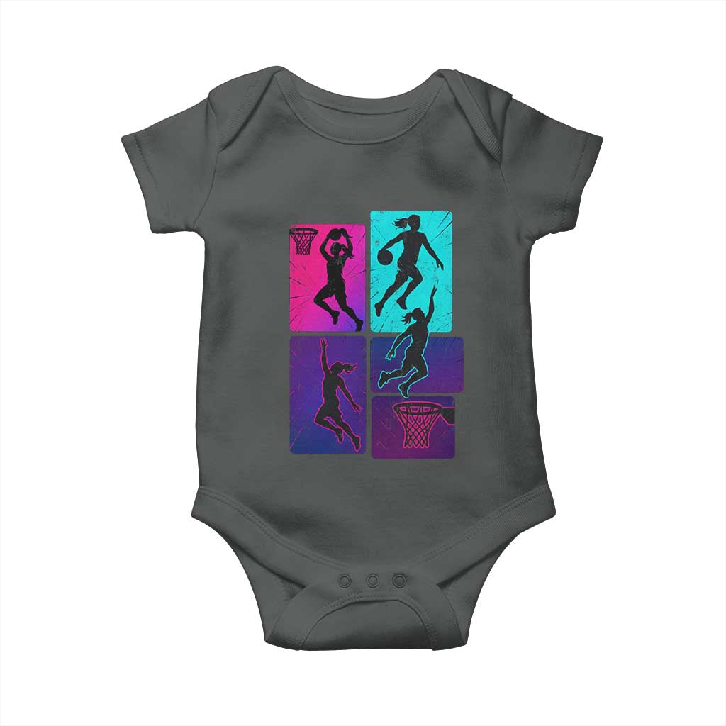Basketball Girls Baby Onesie Retro Neon Girl Dunk Hoop Sports - Wonder Print Shop