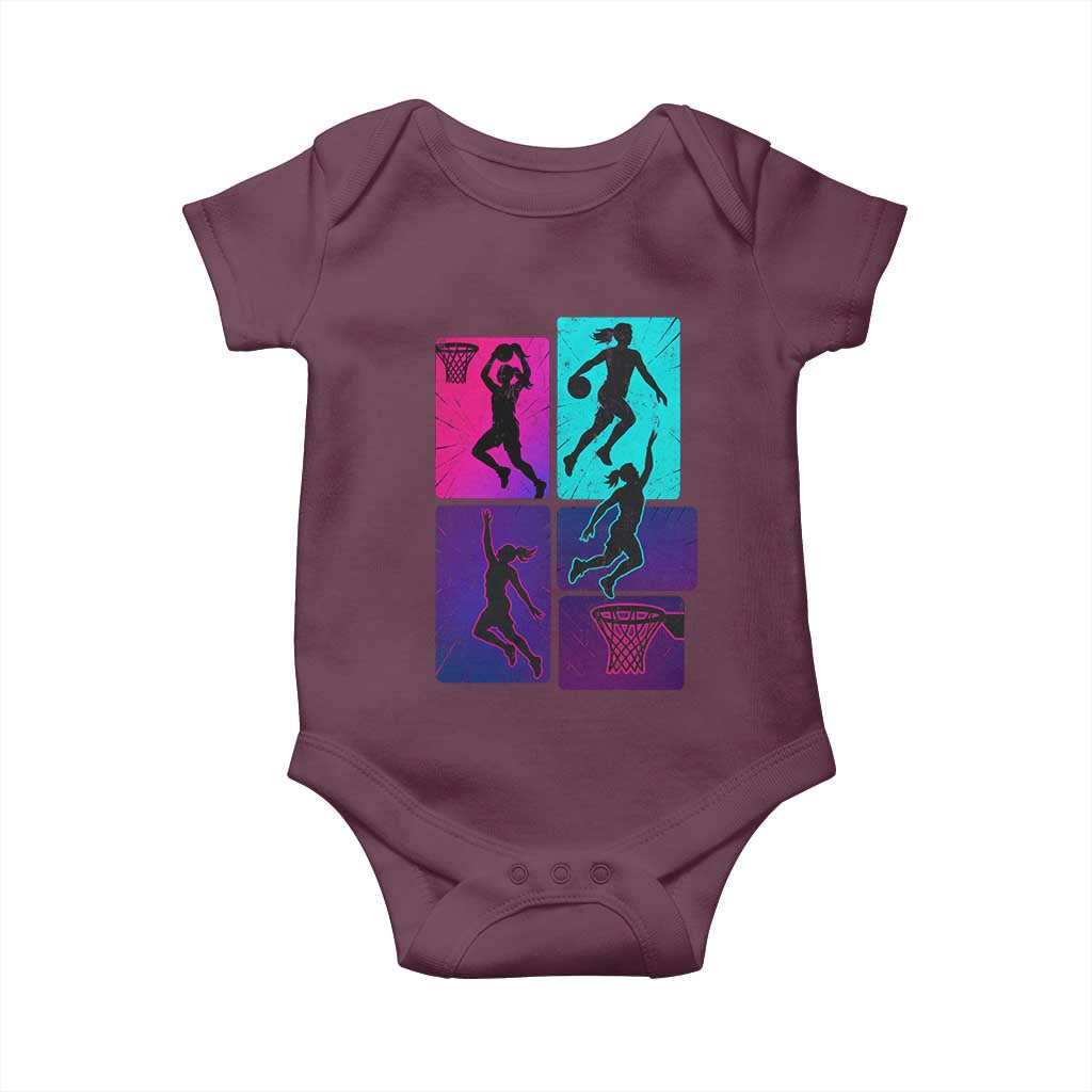 Basketball Girls Baby Onesie Retro Neon Girl Dunk Hoop Sports - Wonder Print Shop
